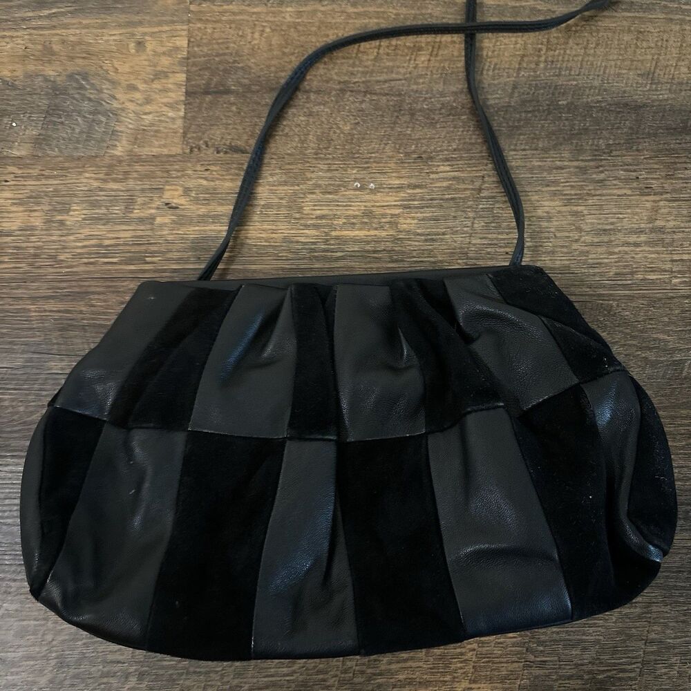 Clare V. Black leather and suede light weight tote bag with two shoulder straps
